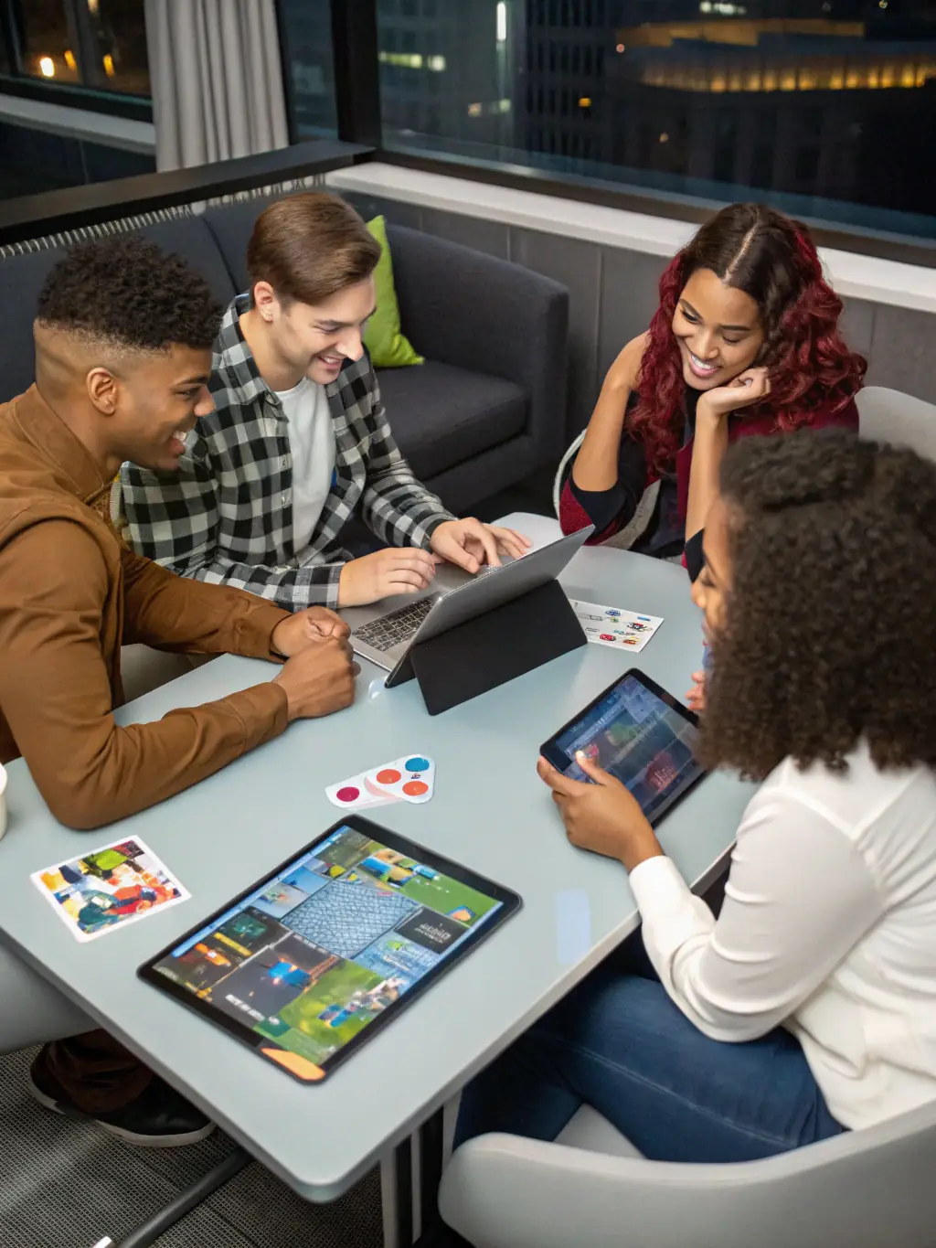 A visual representation of the C7 game's community features, showing players interacting, sharing tips, and participating in collaborative events.