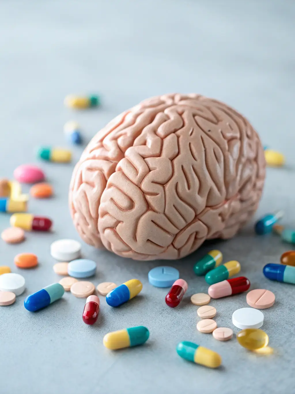 An artistic rendering of a brain with puzzle pieces fitting together, symbolizing the mental benefits and cognitive stimulation provided by the C7 game.